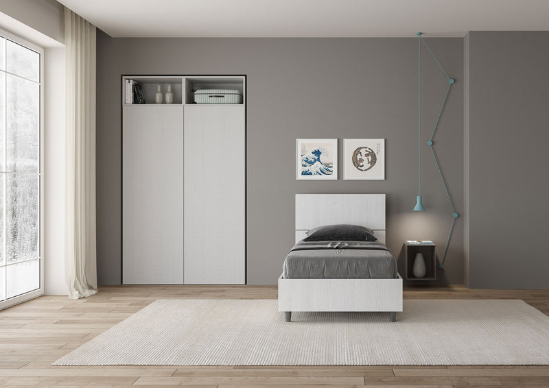 Letto Singolo Testata Inclinata Demas Bianco Frassino Varie Misure