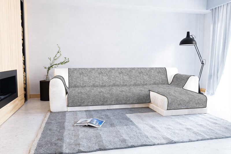 Copridivano con Penisola Destra in Poliestere e Cotone Grigio Scuro Varie Misure