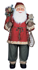 Pupazzo Babbo Natale H180 cm con Doni Orso e Racchettoni Rosso e Grigio