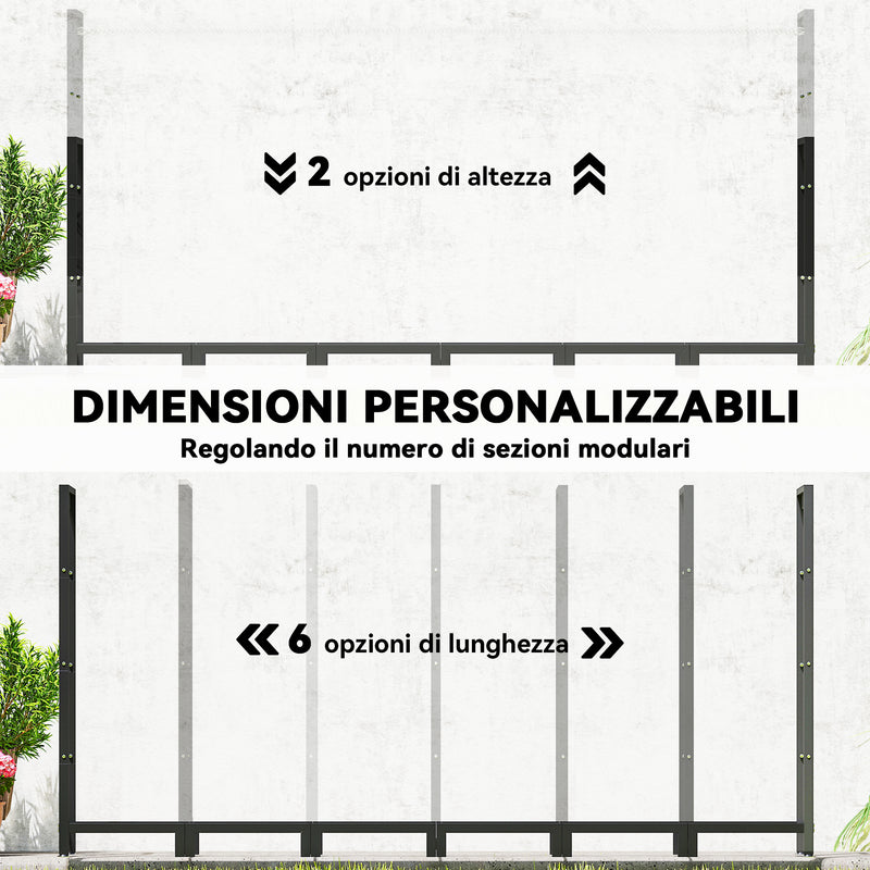 Legnaia Regolabile 235x31x116 cm con Telo Impermeabile e Catene in Acciaio Nero      