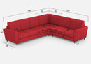 Divano Angolare 6 Posti 288x228x85 cm Yasel in Tessuto Rosso