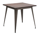 Tavolo Square Industrial 80x80x75 cm ELM Legno e Ferro Marrone