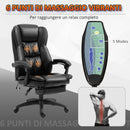 Sedia da Ufficio ad Altezza Regolabile con 6 Punti Massaggianti 68,5x68,5x113-121 cm in Finta Pelle Nera