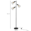 Lampada da Terra con 3 Paralumi Regolabili in Acciaio Ø36x165 cm  Nera