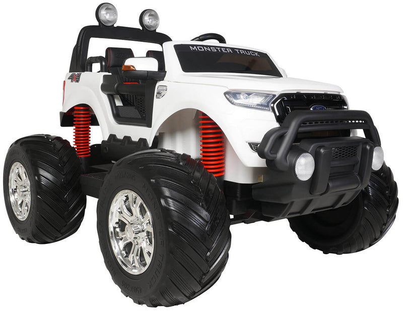 Macchina Elettrica per Bambini 2 posti Fuoristrada 24V con Licenza Ford Monster Truck 4x4 Bianca