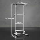 Stazione Fitness con Barre per Dip e Trazioni Altezza Regolabile 176,5-227 cm e Capacità 120 kg Bianco      