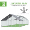 Pollaio Gabbia per Galline da Esterno 3x8x2m Telaio Zincato Argento