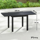 Tavolo da Giardino Allungabile 80-160x80x75 cm per 4-6 Persone con Piano a Doghe in Alluminio Nero      