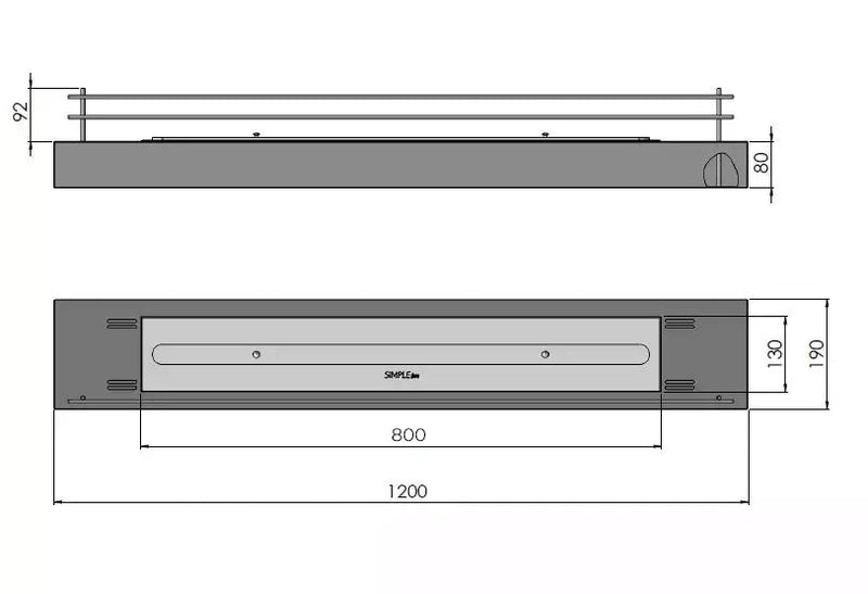 Camino a Bioetanolo da Tavolo 120x19 cm  Firebox 1200 Nero