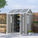 Casetta Box da Giardino 180x180 cm con Pavimento 2 Porte con Blocco e Finestra in Resina Grigio  