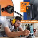 Avvolgicavo Elettrico IP20 10 Metri Rotante a 180° con Multipresa a 3 Teste e Guanti Nero e Arancione      