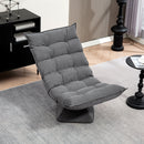 Poltrona per Salotto Girevole 62x70x95 cm con Schienale Regolabile in 5 Posizioni in Effetto Velluto Grigio      