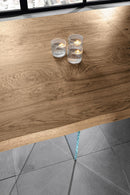 Tavolo Fisso 160x90x76 cm Gambe in Vetro con Top in Rovere Naturale
