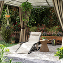 Sdraio da Giardino Pieghevole 60x190x31 cm Reclinabile a 5 Livelli con Tavolino Laterale e Tasca Crema   