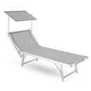 Lettino Prendisole da Giardino 181x60xH39 cm in alluminio e tela grigia Bagnino