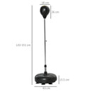 Punching Ball Sacco Boxe 45x45x133-151 cm da Terra con Guanti Nero