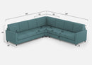 Divano Angolare 7 Posti 281x281x85 cm Karay in Tessuto Petrolio