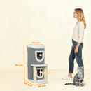 Albero Tiragraffi per Gatti Alto 76 cm con Casette Lettino Palline e Pali in Sisal Grigio      