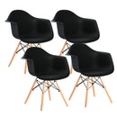 Set 4 Sedie di Design con Braccioli 62,5x44x80 cm Federica Nere