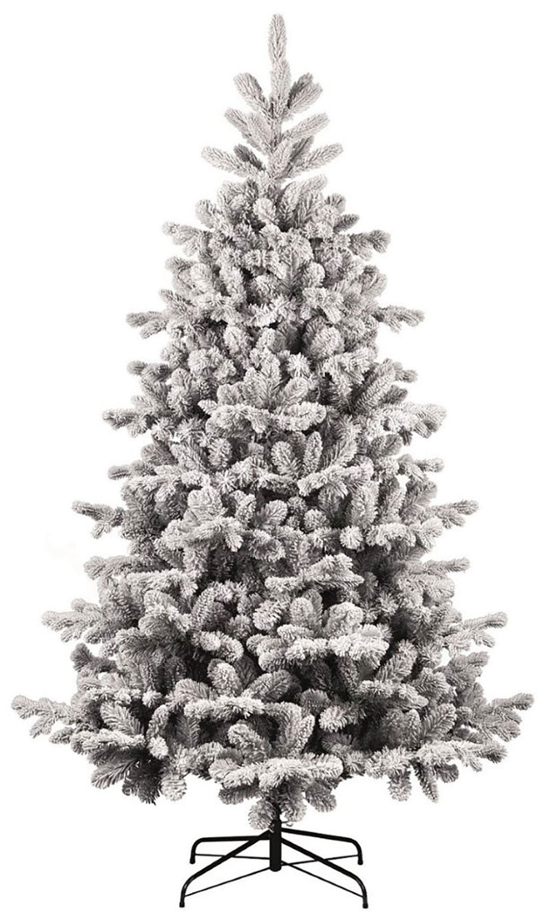 Albero di Natale Artificiale Floccato Effetto Realistico Innevato 180 cm 628 Rami Montaggio a Ombrello Effetto Neve