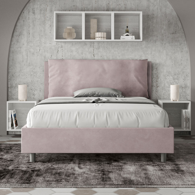 Letto Matrimoniale Francese Imbottito in Microfibra Antea Large Glicine Varie Misure