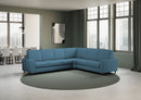 Divano Angolare 6 Posti 286x246x85 cm Sakar in Tessuto Avio