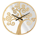Orologio Oro Tree Ø55x4 cm in Ferro Specchio e MDF Oro