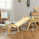 Gioco Arrampicata Bambini 178x64,5x63 cm con Triangolo e Arco Montessori e Rampa con Pietre in Legno      
