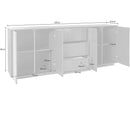 Credenza 4 Ante + 3 Cassetti 220,1x41,4x86 cm Bloom Bianco Lucido
