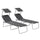 Set 2 Sdraio da Giardino 187x58x36 cm Pieghevoli con Tettuccio Regolabile in Tessuto Oxford e Metallo Grigio