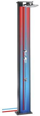 Doccia Solare Ibrida da Giardino 40L Miscelatore e Doccetta Lavapiedi Antracite/Alluminio