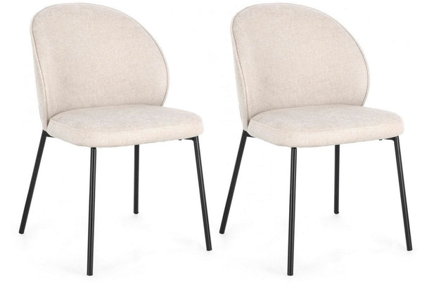 Set 2 Sedie 54x60x83 cm Wendy in Tessuto Nero e Beige acquista