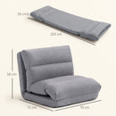 Poltrona da Terra Pieghevole 3 in 1 70x41x56 cm Trasformabile in Chaise Longue e Letto in Tessuto Effetto Lino Grigio      