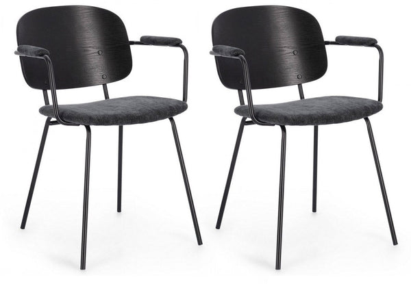 Set 2 Sedie 57x60x80 cm Sienna in Tessuto Grigio Scuro prezzo