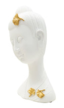 Decorazione Testa Buddha 21,5x16x35 cm in Resina Oro Bianco      