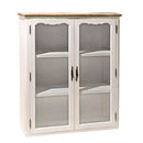 Vetrinetta in Legno 2 Ante 3 Ripiani 90x32,5x114cm Country Bianca