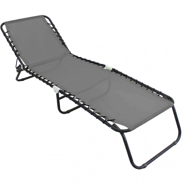 Garten-Sonnenliege 186 x 59 x 25 h cm aus dunkelgrauem Textilene prezzo