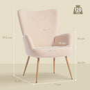 Poltrona per Salotto Moderna 71x74x97,5 cm con Schienale Alto in Tessuto Sherpa Beige  