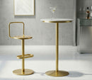 Tavolino Bar Simply Ø60x103 cm in Metallo e Marmo Artificiale Oro e Bianco      