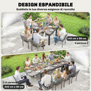 Tavolo da Giardino Allungabile 140-240x90x75 cm in Alluminio e Vetro Nero      