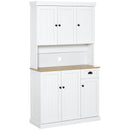 Credenza Cucina 101x39x180 cm 1 Cassetto 6 Ante in Legno Bianco