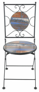 Sedia da Giardino Pieghevole in Ferro con Mosaico Soriani Capri Nera