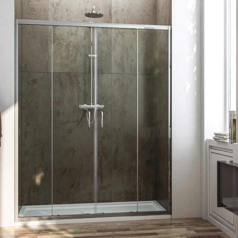 Porta Parete Doccia 2 Ante Scorrevoli In Cristallo Trasparente 6mm H185 Fosterberg Kolding Varie Misure