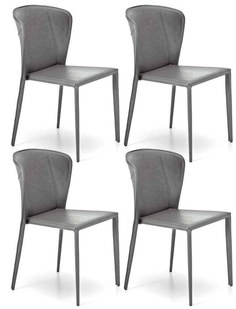 Set 4 Sedie 49x56xH82 cm in Similcuoio Break Grigio Chiaro