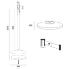Colonnina Tendinastro 3 metri in Metallo Nero Opaco Ø36x101 cm Nastro Bianco