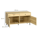 Mobiletto Basso 120x39,5x64 cm in Truciolato e Acciaio Naturale
