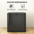 Pattumiera 29,7x17,4x30 cm Capienza da 8L con Coperchio e Secchio Interno Rimovibile in Acciaio Inox Nero      