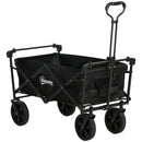 Carrello da Giardino 110L con Maniglia Telescopica e Tettuccio in Acciaio e Tessuto Oxford Nero