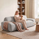 Divano 3 Posti Arrotondato Senza Struttura 244x95x70 cm con Seduta Ampia in Ciniglia Grigio Chiaro      