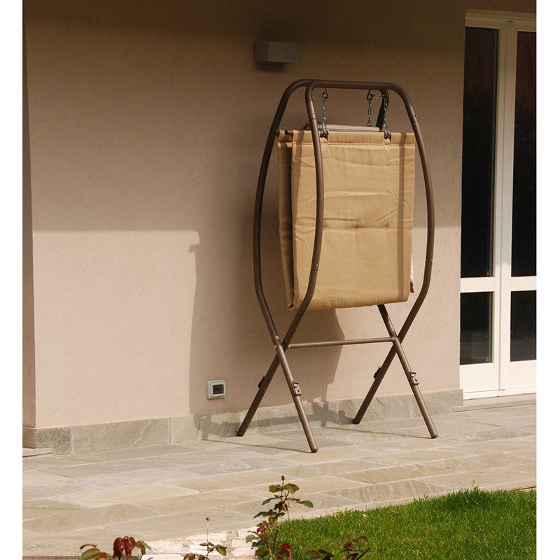 Amaca Prendisole Pieghevole Struttura in Ferro Verniciato Telo in Poliestere Tortora